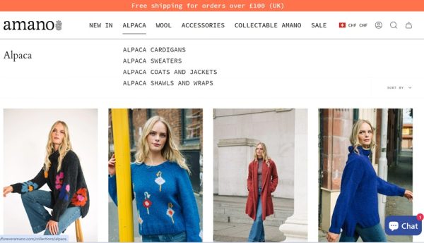 Search marketing for fashion knitwear brand Amano