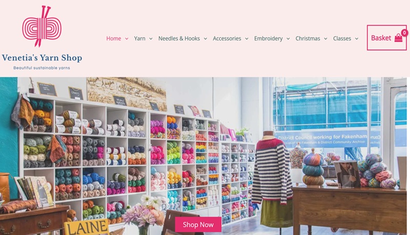 Website design for Venetias Yarn Shop Redesign
